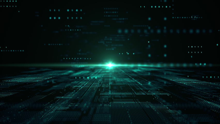Technology High Speed Internet Connection and Data Analysis, Digital Cyberspace with Particles and Digital Data Network Connections. Technology Digital Abstract Background. Seamless Looped