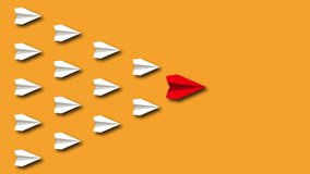 Leadership concept with flying paper planes. Yellow Background. - Powered by Shutterstock - Get 15% off with code: PIKWIZARD15