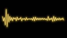 Pulsing of yellow electronic light, audio technology element on black background. Recording signals of energy interference - Powered by Shutterstock - Get 15% off with code: PIKWIZARD15