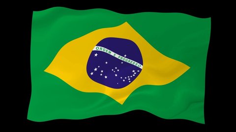 Brazil Flag Waving Animated Black Background Stock Footage Video 100
