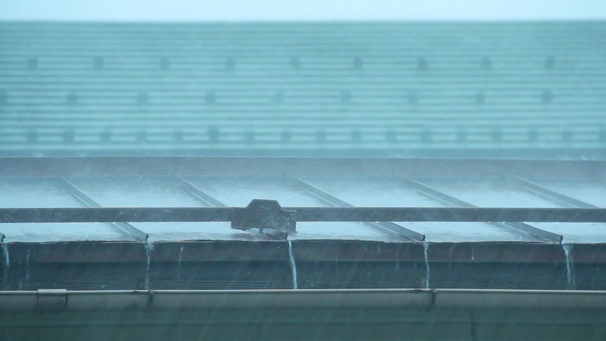 Torrential rain with tin roof in Japan Royalty-Free Stock Footage #1093921147