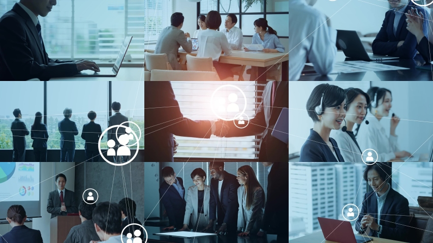 Various business scenes and networks. Connections between people Royalty-Free Stock Footage #1093923605