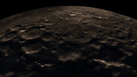 Passage over the surface of the moon. The video is in a loop.