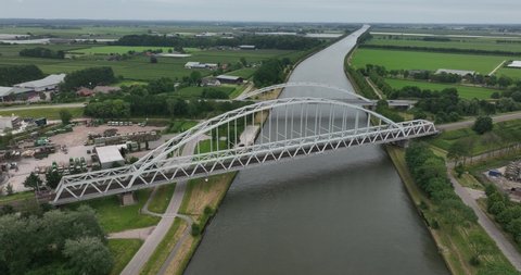 Dutch Railroad Metal Concrete Suspension Bridge Stock Footage Video ...