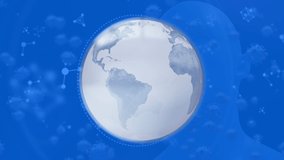 Animation of molecules over globe and virus cells. Global business and digital interface concept digitally generated video. - Powered by Shutterstock - Get 15% off with code: PIKWIZARD15