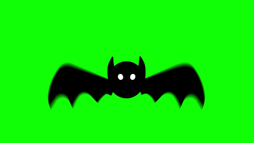 cartoon animated bat flying green screen