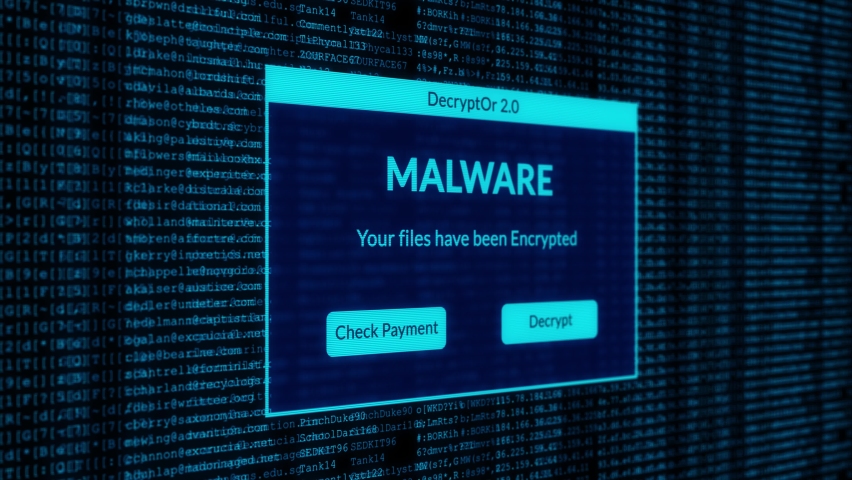 MALWARE Warning and check payment for decrypt system files concept with binary code background. Royalty-Free Stock Footage #1093952419