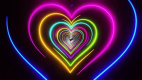 Flying through multicolored hearts painted with light. Infinitely looped animation. 3D Illustration - Powered by Shutterstock - Get 15% off with code: PIKWIZARD15