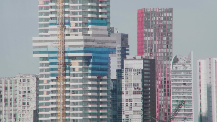 a close up of buildings in the city of Rotterdam, the netherlands