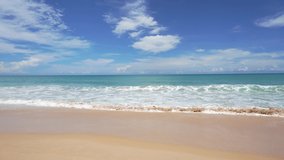 THAILAND. BEACH SEA. Professional Video 4K. Scene of summer beach sea in sunny day. Beautiful Seascape blue sky 