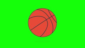 Basketball Ball On Green Screen Background. 3D Basketball Animation