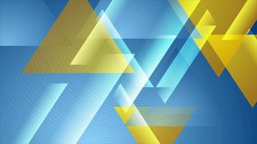 Blue orange glossy triangles abstract technology background. Seamless looping geometric motion design. Video animation Ultra HD 4K 3840x2160