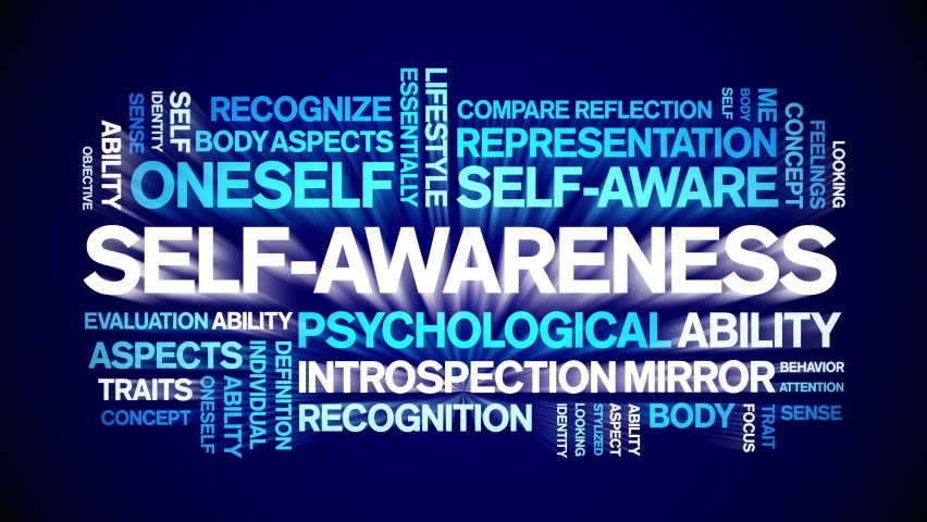 Self-Awareness animated tag word cloud,text design animation kinetic typography seamless loop.  | Shutterstock HD Video #1094018925