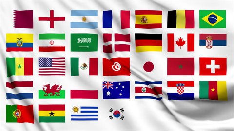 National Flags 32 Countries Displayed Flying Stock Footage Video (100% ...
