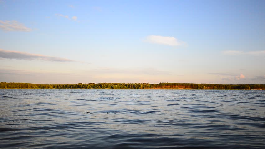 blue lake with cloudy sky, nature series