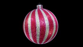Realistic looping 3D animation of the spinning stylish striped textured red and white Christmas bauble rendered in UHD with alpha matte - Powered by Shutterstock - Get 15% off with code: PIKWIZARD15