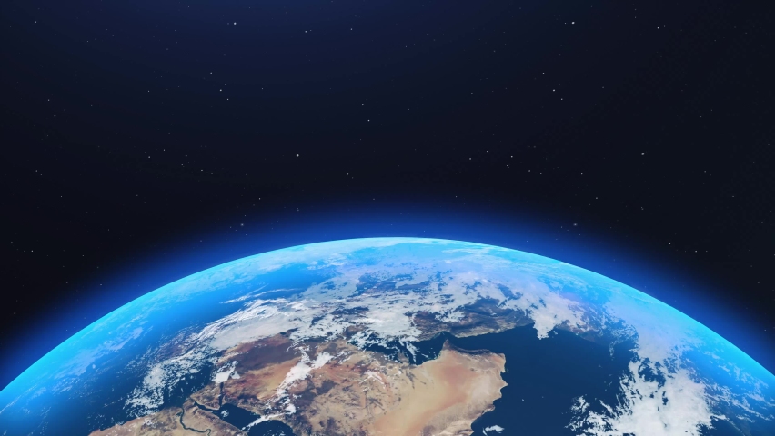 CG rendered Earth Close up in middle east, slow rotation with static camera, 4K UHD Royalty-Free Stock Footage #1094037259