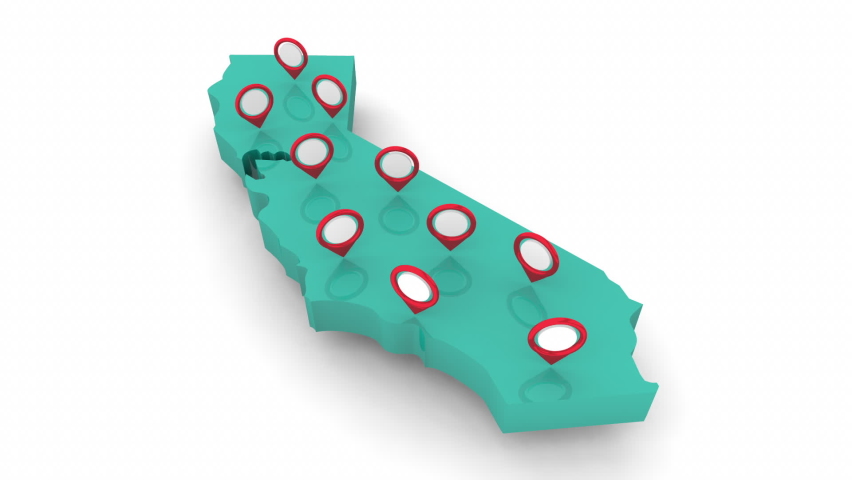 California Map Locations Destinations Cities State 3d Animation