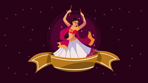 Happy Navratri Animation Female Dancer 4k Stock Footage Video (100% Happy Navratri Animation Female Dancer 4k Stock Footage Video (100%