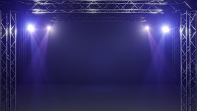 Motion Empty stage Design for mockup and Corporate identity,Display.Stage green screen in hall.Blank screen for Graphic Resources.Scene event led night light staging.Animation loop 4k.3D render.