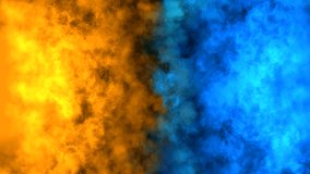 Double smoke the confluence of blue flames and orange flames. Dual tone fire animation background. Loop motion video background
