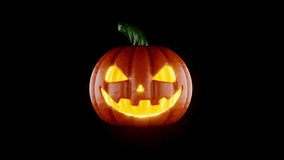 Halloween pumpkin with flashing eyes 3d rendered loop animation. 3D Illustration