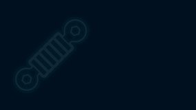 Glowing neon line Shock absorber icon isolated on black background. 4K Video motion graphic animation .