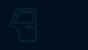 Glowing neon line Car door icon isolated on black background. 4K Video motion graphic animation .
