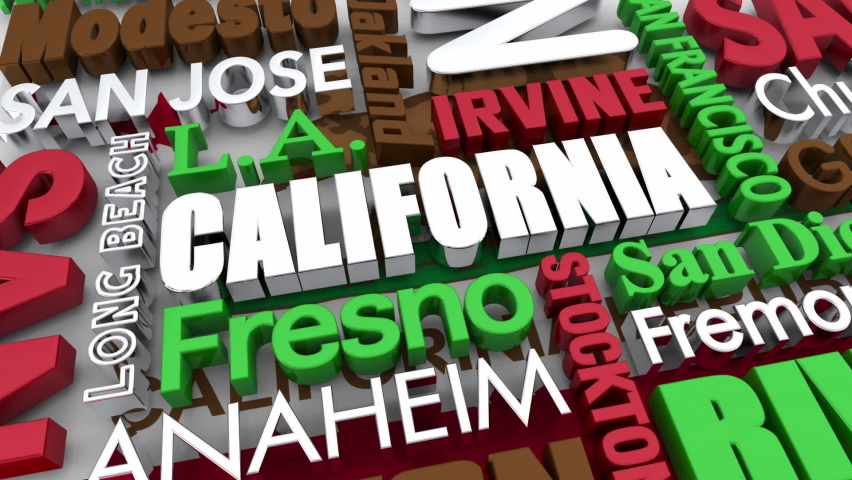 California CA State Cities Travel Destinations 3d Animation