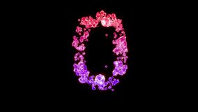 fancy red and pink glamour gem stones font - number 0, isolated - loop video