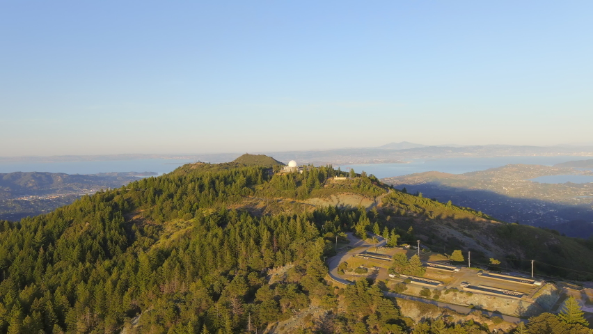 Aerial view of Mt. Tam observatory on top of Tamalpais mountain in Marin county, California