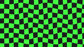 Waving Black Checker Flag Over Green Screen, Animated Background Seamless Loop. Moving Checkers With Chroma Key Pattern Animation, Racing and Motorsports Backdrop. Motion Graphics for Videos, Channels