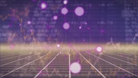 Animation of molecular structures over grid network against data processing on blue background. Computer interface and medical research technology concept - Powered by Shutterstock - Get 15% off with code: PIKWIZARD15