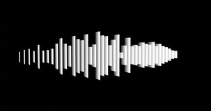 Minimalist style white sound waves on black background. 4k seamless animation loop. Lossless quality. 3D-rendering.
