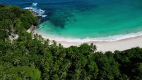 4K ProRes HQ 4:2:2 Nature Video Aerial view landscape of island beach and sea. At Freedom beach, Phuket, Thailand.