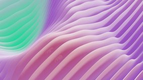Abstract wavy layers in green purple gradient color background. Looped 4k video. Business background.