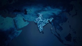 Abstract geometric futuristic concept 3d Map of India with borders as scribble, blue neon style - Powered by Shutterstock - Get 15% off with code: PIKWIZARD15