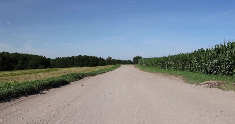Gravel highway in rural areas , a simple primitive road for the movement of cars