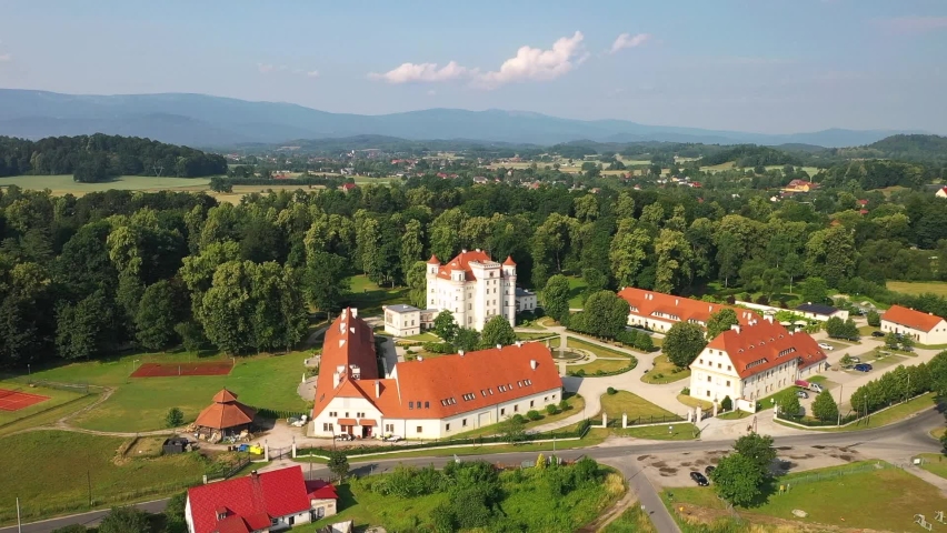 Beautiful architecture of the Wojanow Palace in Lower Silesia. Poland