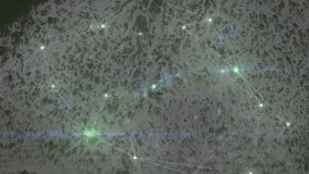 Animation of network of connections with people icons over coast. Global connections, networks and data processing concept digitally generated video.