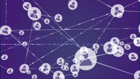 Animation of glitch effect over network of profile icons against blue background. Global networking and business technology concept - Powered by Shutterstock - Get 15% off with code: PIKWIZARD15