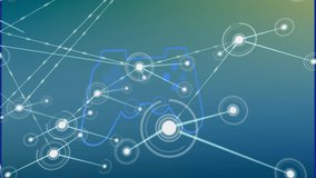 Animation of network of connections over video game controller icons against gradient background. Global networking and business technology concept - Powered by Shutterstock - Get 15% off with code: PIKWIZARD15
