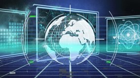 Animation of glitch effect and scope scanning over globe against screens with data processing. Computer interface and business technology concept - Powered by Shutterstock - Get 15% off with code: PIKWIZARD15