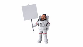 Fun 3D cartoon animation of an asian astronaut with a sign - Powered by Shutterstock - Get 15% off with code: PIKWIZARD15