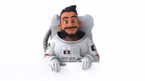 Fun 3D cartoon animation of an asian astronaut with a sign - Powered by Shutterstock - Get 15% off with code: PIKWIZARD15
