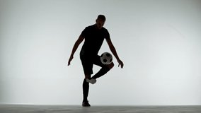 Super slow motion soccer player dribbling a ball on white background. Filmed on high speed cinema camera, 1000fps. - Powered by Shutterstock - Get 15% off with code: PIKWIZARD15