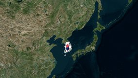 Map South Korea with flag, geography of South Korea 3D Rendering