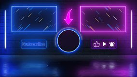Blue and purple neon end screen. Subscribe button and outro for gaming and video channels  - Powered by Shutterstock - Get 15% off with code: PIKWIZARD15