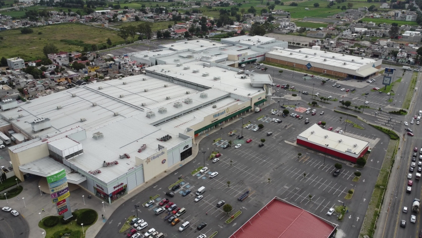 drone shopping center, view of shopping areas, commercial warehouses in mexico Royalty-Free Stock Footage #1094160475
