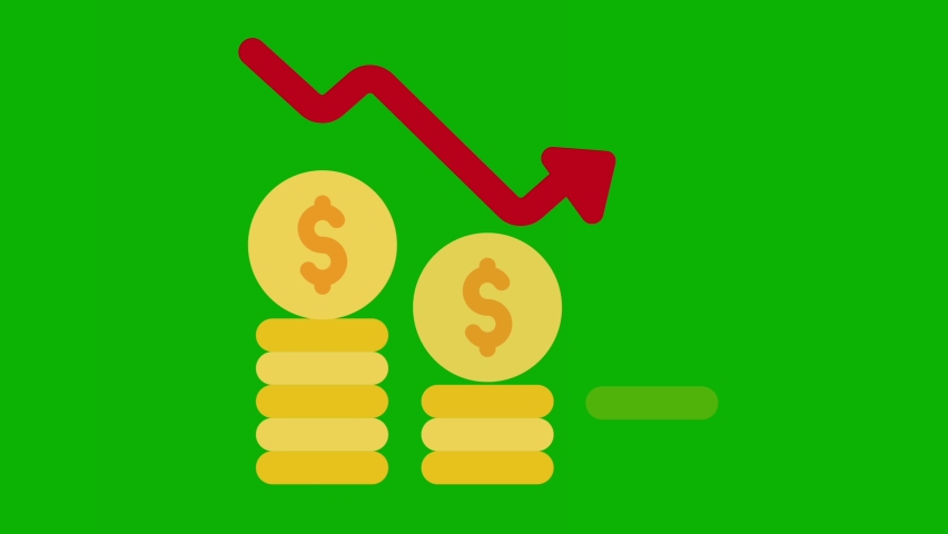 Dollar fall in financial statistics graph rising prices in stock market and inflation rate animation. Royalty-Free Stock Footage #1094161059